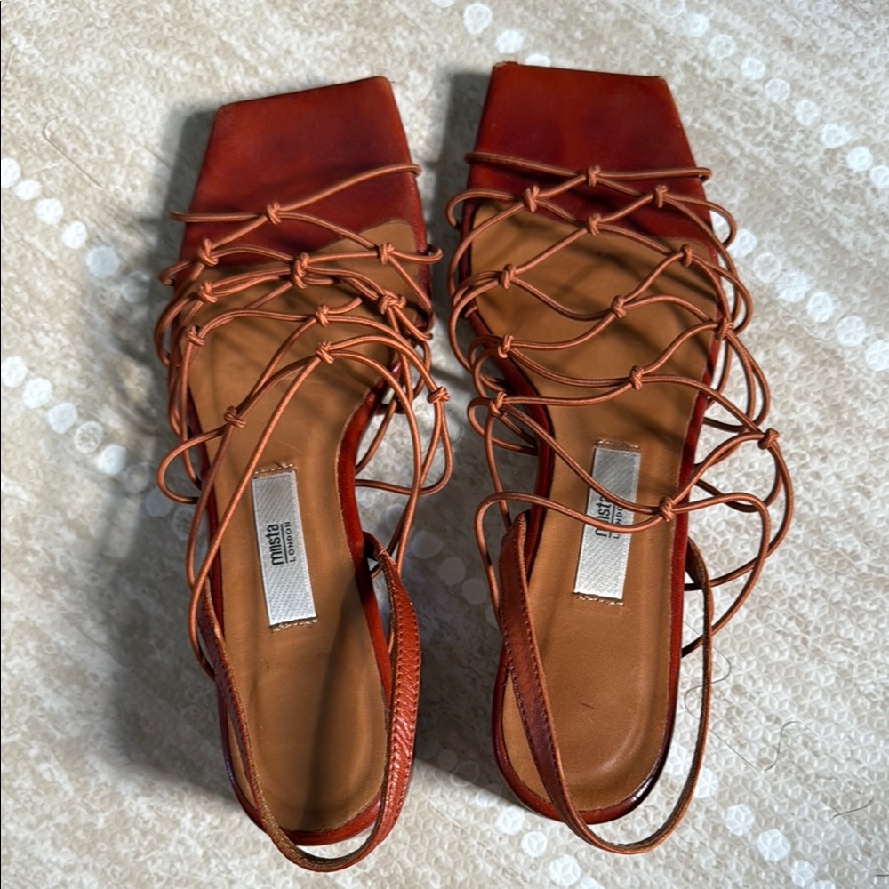 miista Brown Sandals with Lace-Up Design
